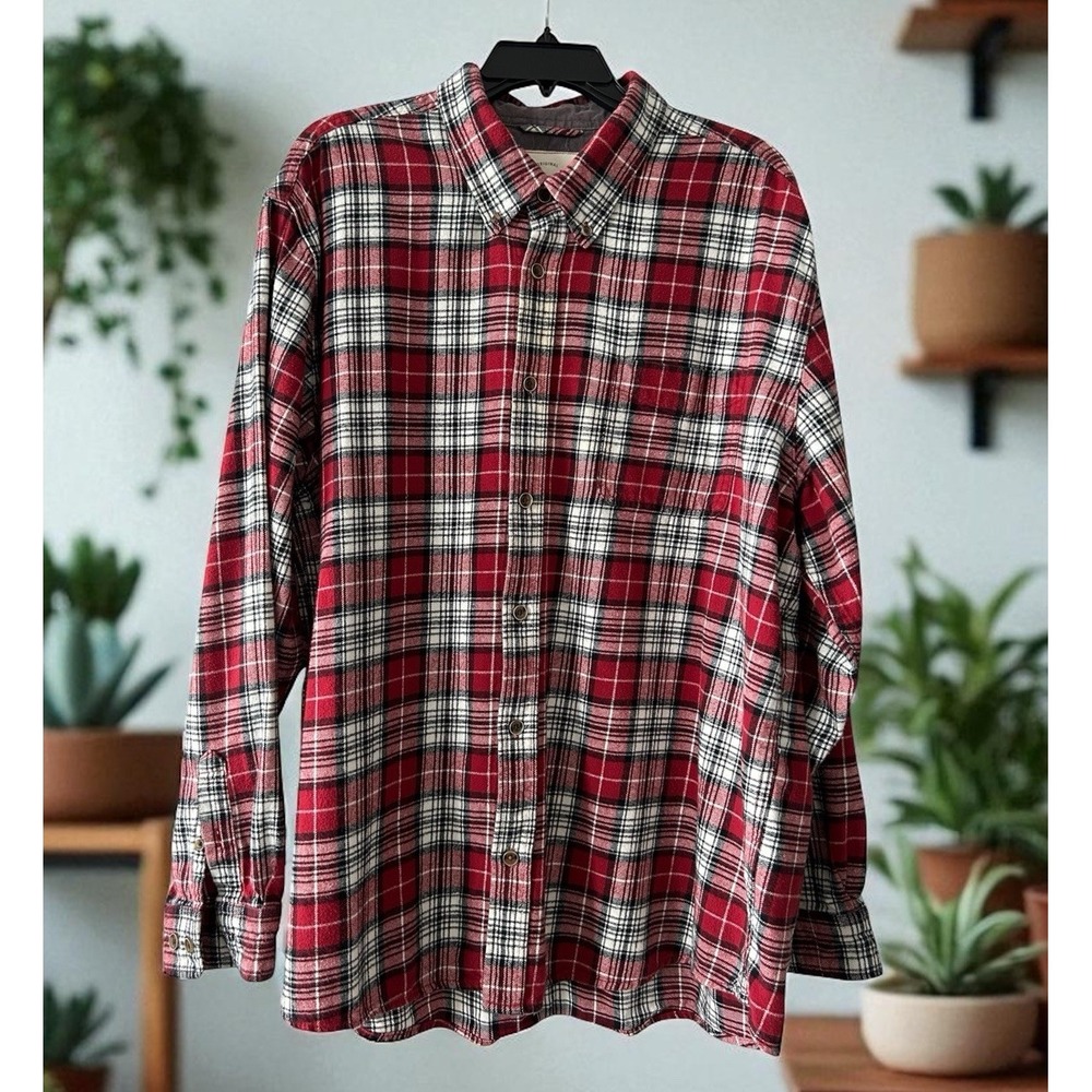 Mens Original Weatherproof Vintage Red Black Plaid Long Sleeve XXL 2XL Shirt
